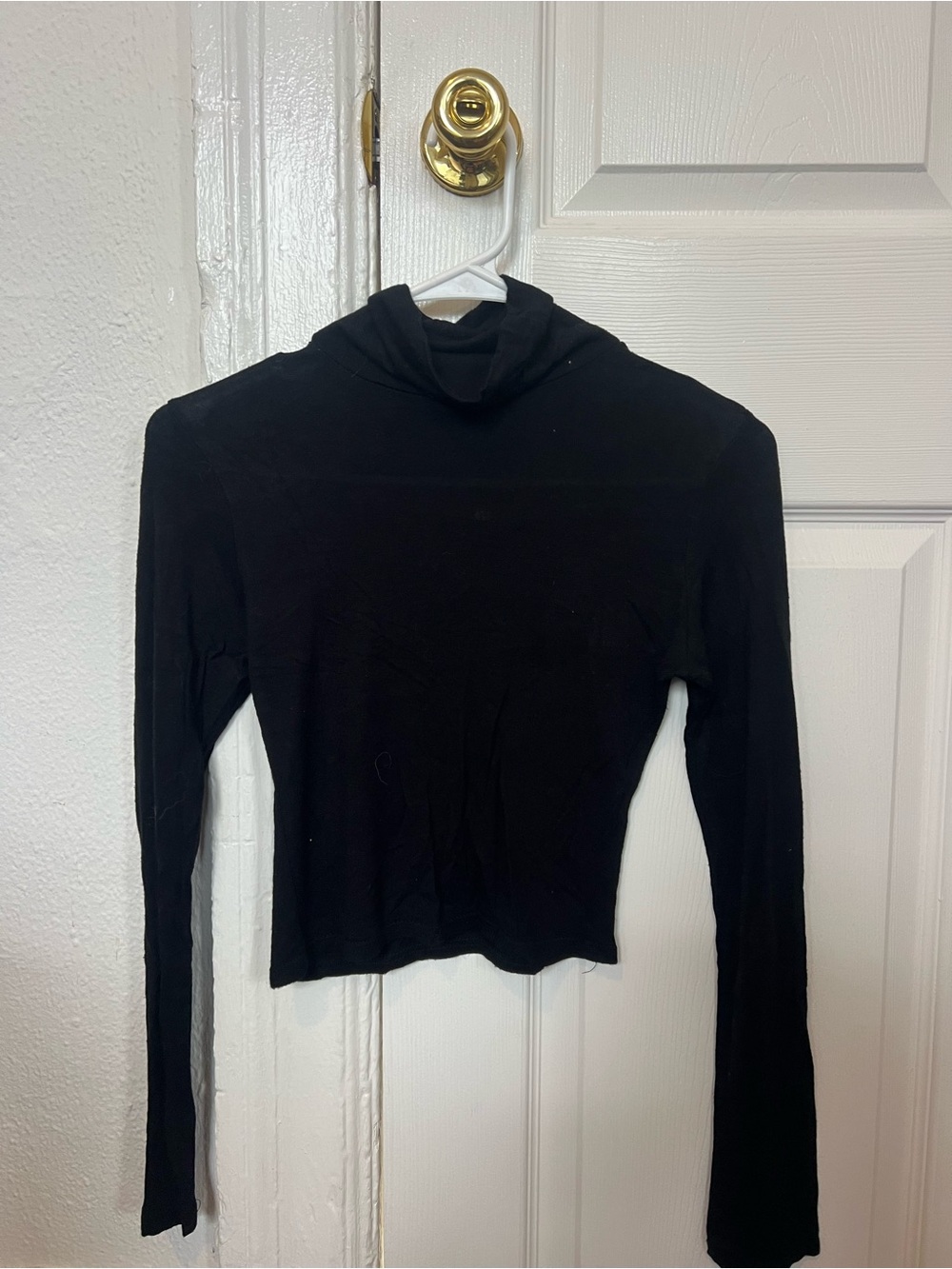 Nasty Gal Black Long-Sleeve Cropped Mock Neck Top